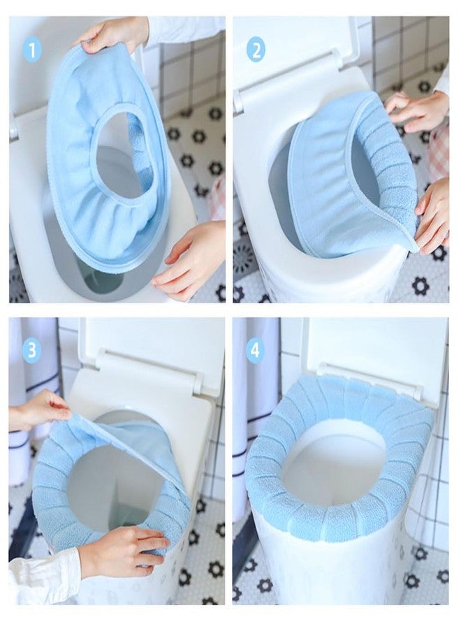 Guojanfon Bathroom Soft Thicker Warmer Stretchable Washable Cloth Toilet Seat Cover Pads () - Image 3